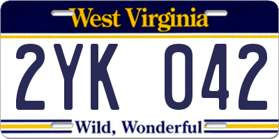 WV license plate 2YK042