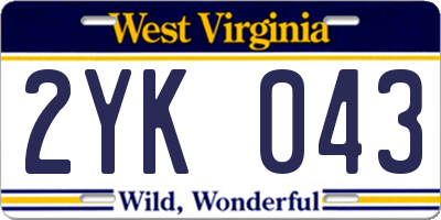 WV license plate 2YK043