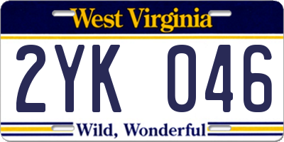 WV license plate 2YK046