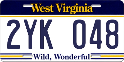 WV license plate 2YK048
