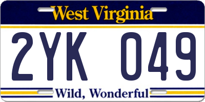 WV license plate 2YK049