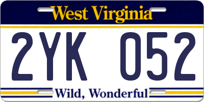 WV license plate 2YK052