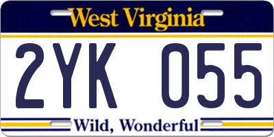WV license plate 2YK055