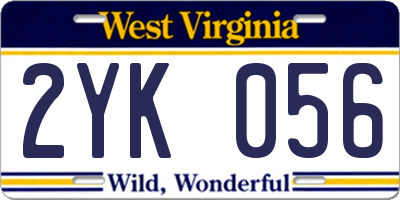 WV license plate 2YK056