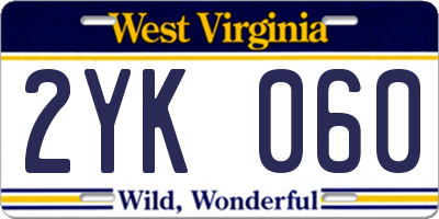 WV license plate 2YK060