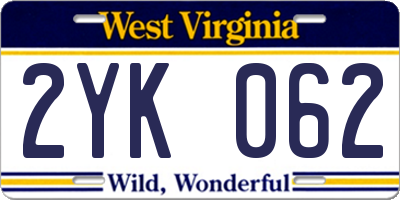 WV license plate 2YK062