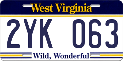 WV license plate 2YK063