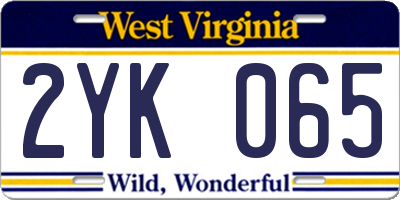 WV license plate 2YK065