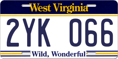 WV license plate 2YK066