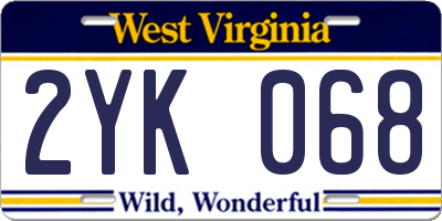 WV license plate 2YK068
