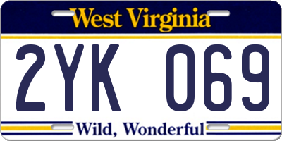 WV license plate 2YK069