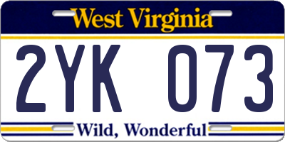 WV license plate 2YK073