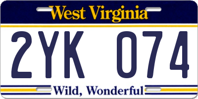 WV license plate 2YK074