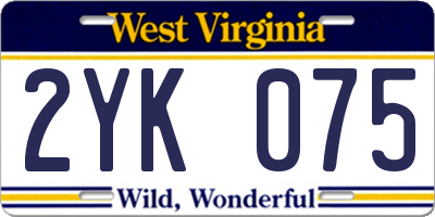 WV license plate 2YK075