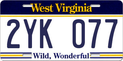 WV license plate 2YK077