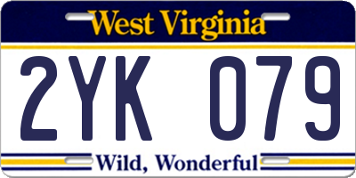 WV license plate 2YK079