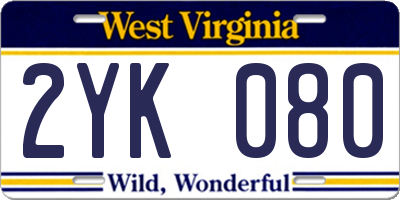 WV license plate 2YK080