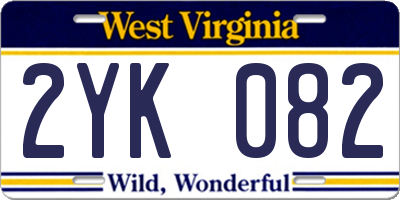 WV license plate 2YK082