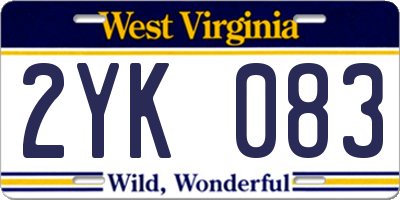 WV license plate 2YK083