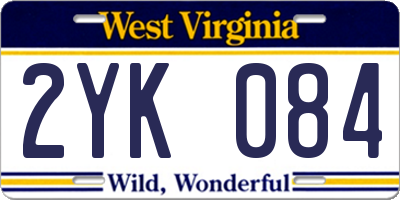 WV license plate 2YK084