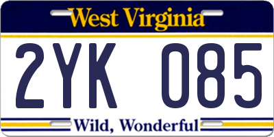 WV license plate 2YK085