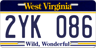 WV license plate 2YK086