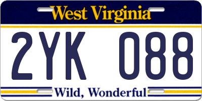 WV license plate 2YK088