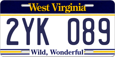 WV license plate 2YK089