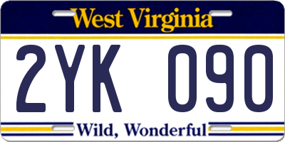 WV license plate 2YK090