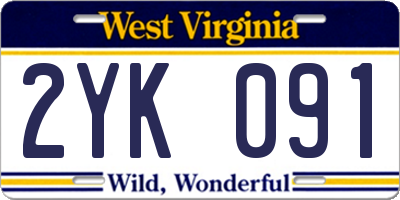WV license plate 2YK091