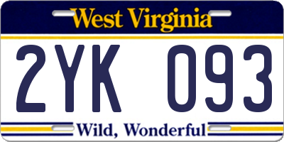 WV license plate 2YK093