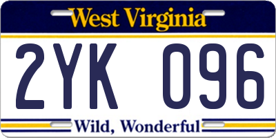 WV license plate 2YK096