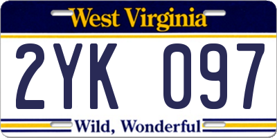 WV license plate 2YK097