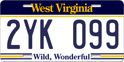 WV license plate 2YK099