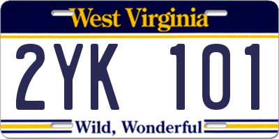 WV license plate 2YK101