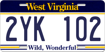 WV license plate 2YK102