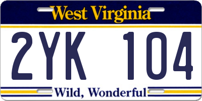 WV license plate 2YK104