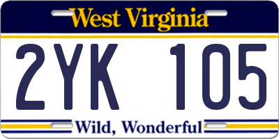 WV license plate 2YK105