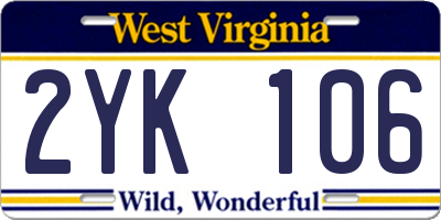 WV license plate 2YK106