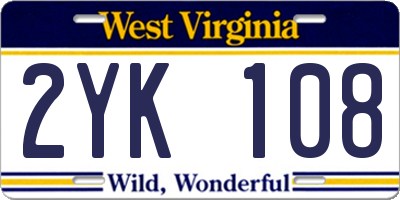 WV license plate 2YK108