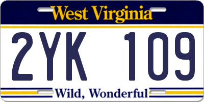 WV license plate 2YK109