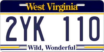 WV license plate 2YK110