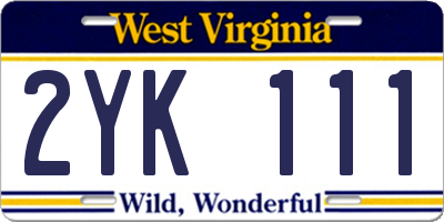 WV license plate 2YK111