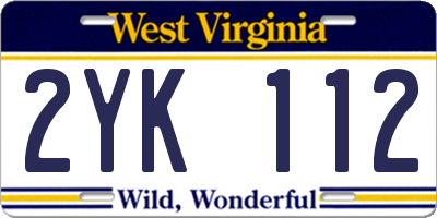WV license plate 2YK112