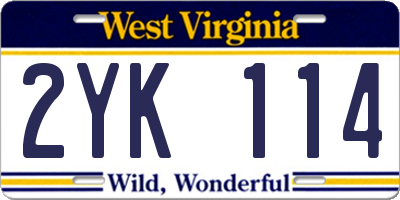 WV license plate 2YK114