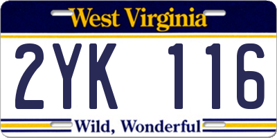 WV license plate 2YK116