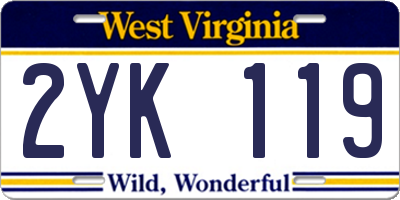 WV license plate 2YK119