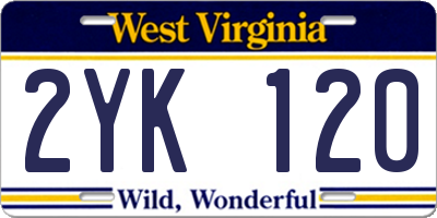 WV license plate 2YK120