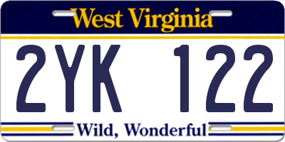 WV license plate 2YK122