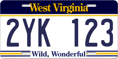 WV license plate 2YK123
